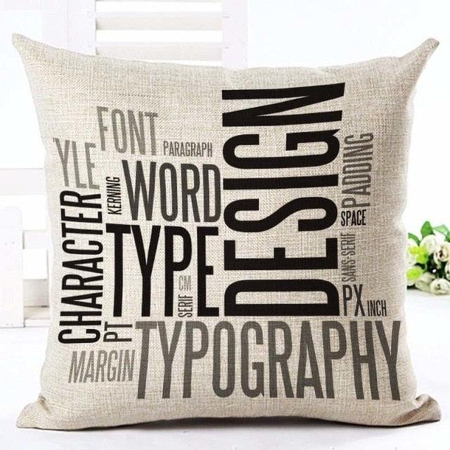 Letter Love Home Cushion Covers Cotton Linen Black White Decorative Pillow Case 45x45CM