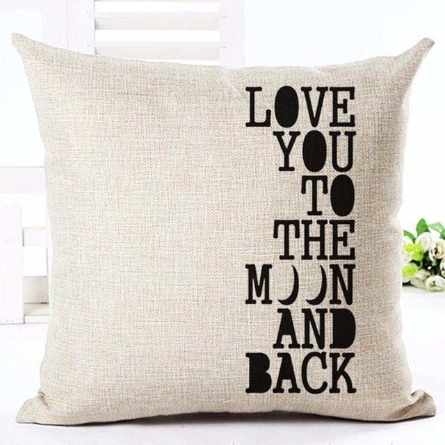 Letter Love Home Cushion Covers Cotton Linen Black White Decorative Pillow Case 45x45CM