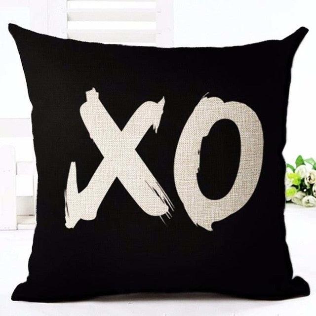 Letter Love Home Cushion Covers Cotton Linen Black White Decorative Pillow Case 45x45CM