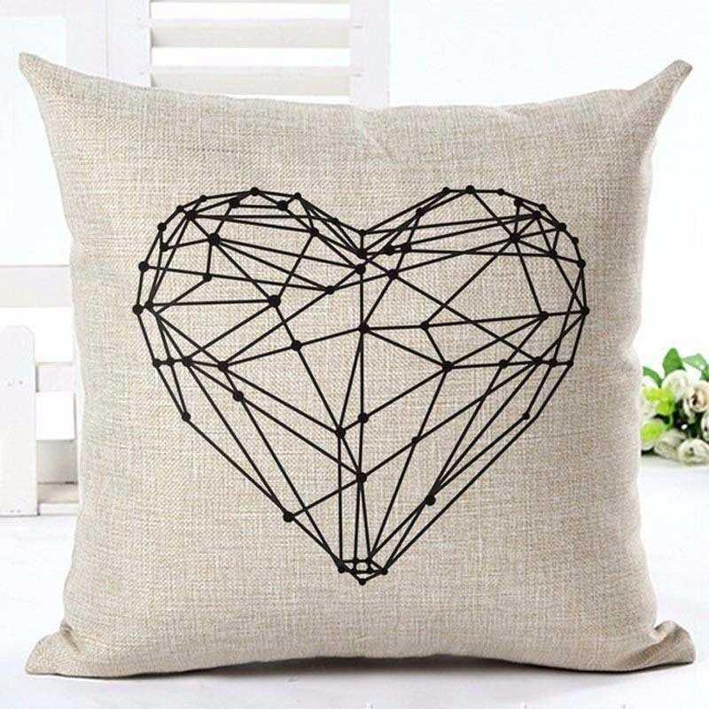 Letter Love Home Cushion Covers Cotton Linen Black White Decorative Pillow Case 45x45CM
