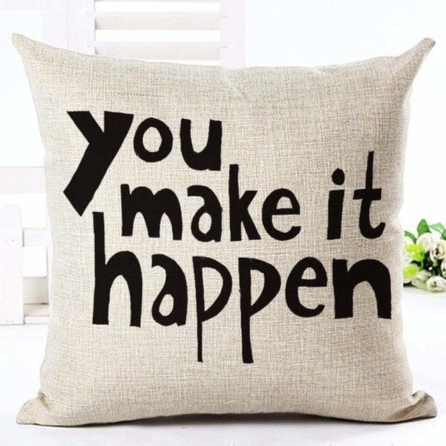 Letter Love Home Cushion Covers Cotton Linen Black White Decorative Pillow Case 45x45CM