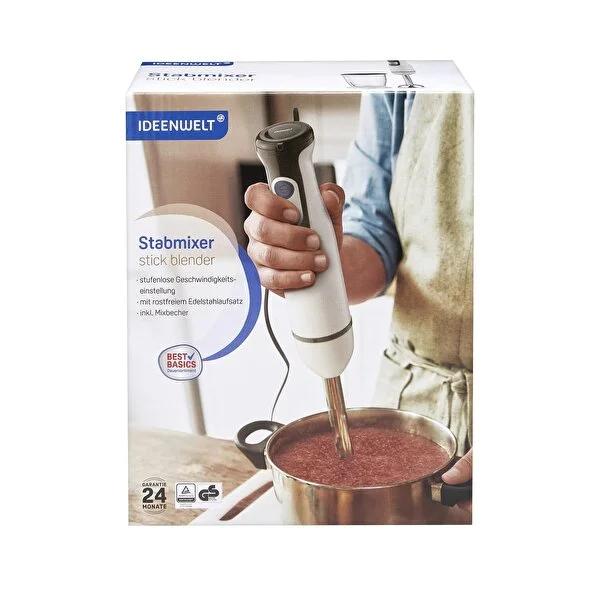Ideenwelt 600 Watt Hand Blender with Variable Speed Control and Stainless Steel Blade