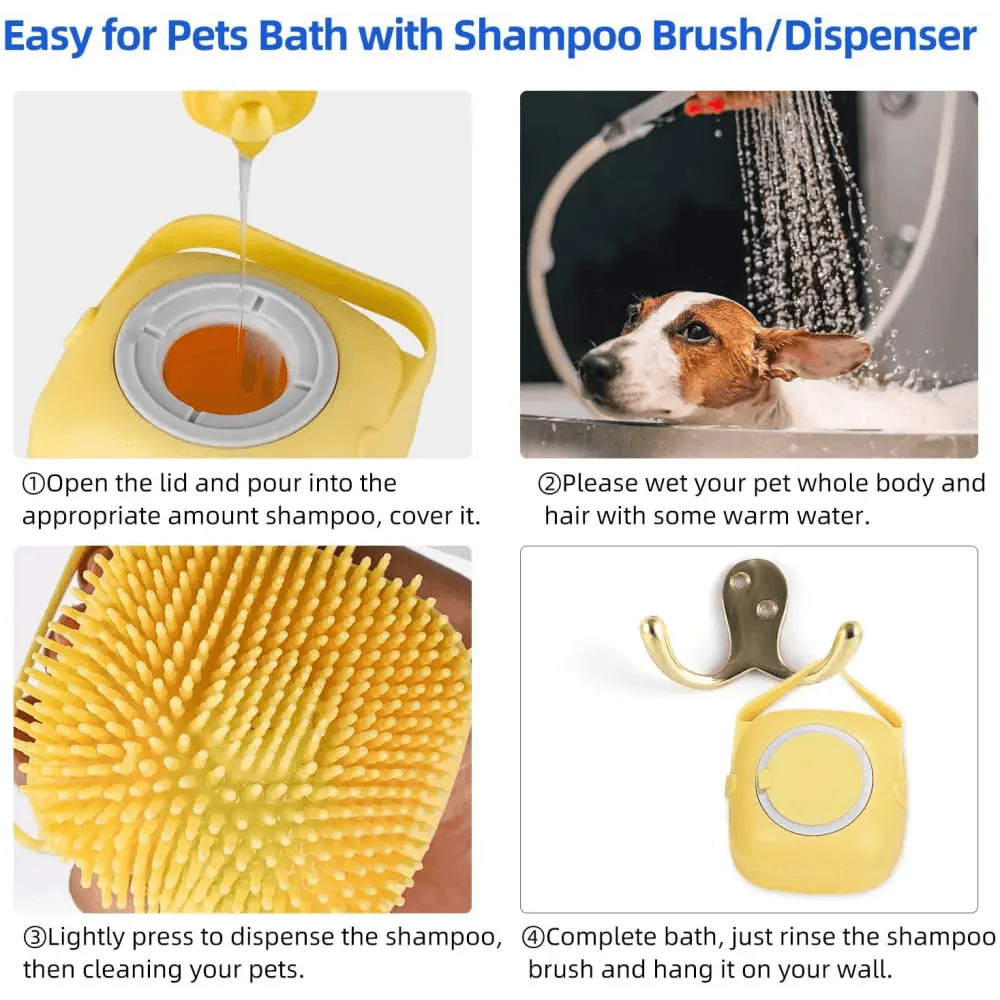 Pet Silicone Shampoo Bath Brush Massage Rubber Comb Colorful Massager For Dogs