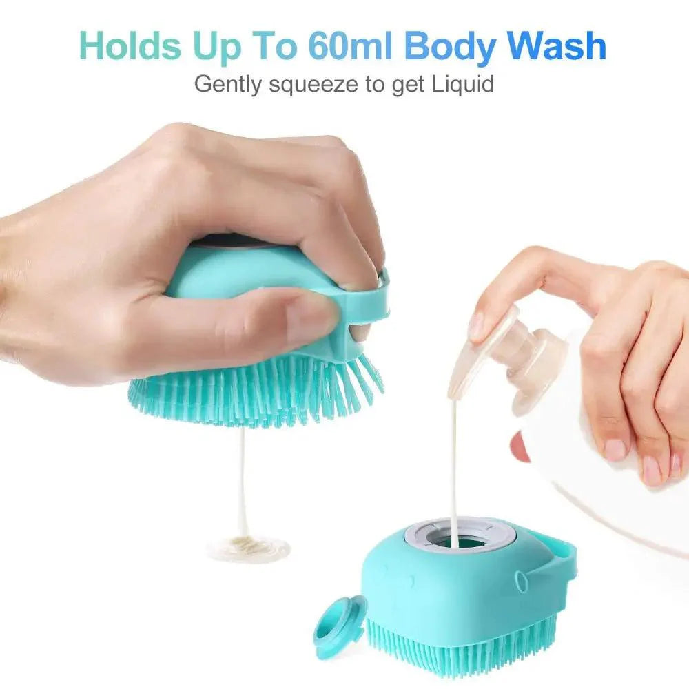 Pet Silicone Shampoo Bath Brush Massage Rubber Comb Colorful Massager For Dogs