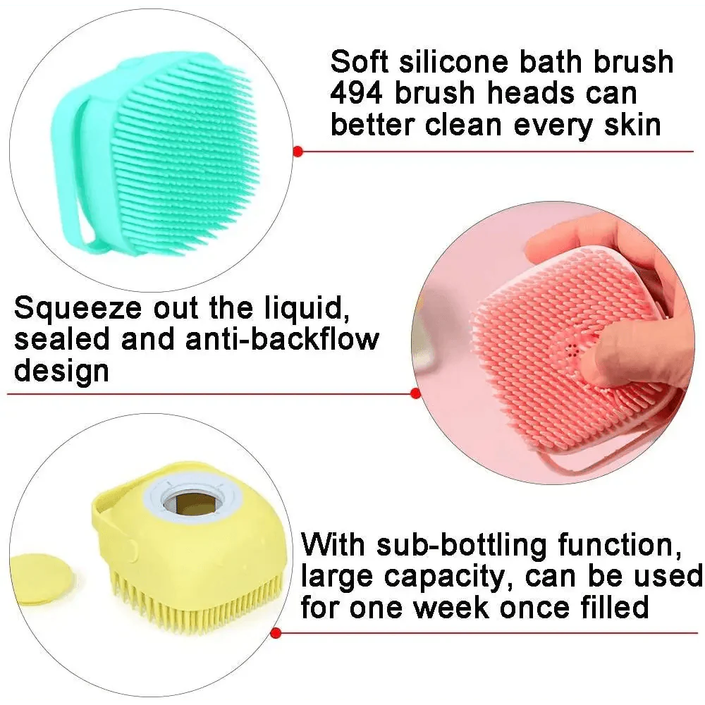 Pet Silicone Shampoo Bath Brush Massage Rubber Comb Colorful Massager For Dogs