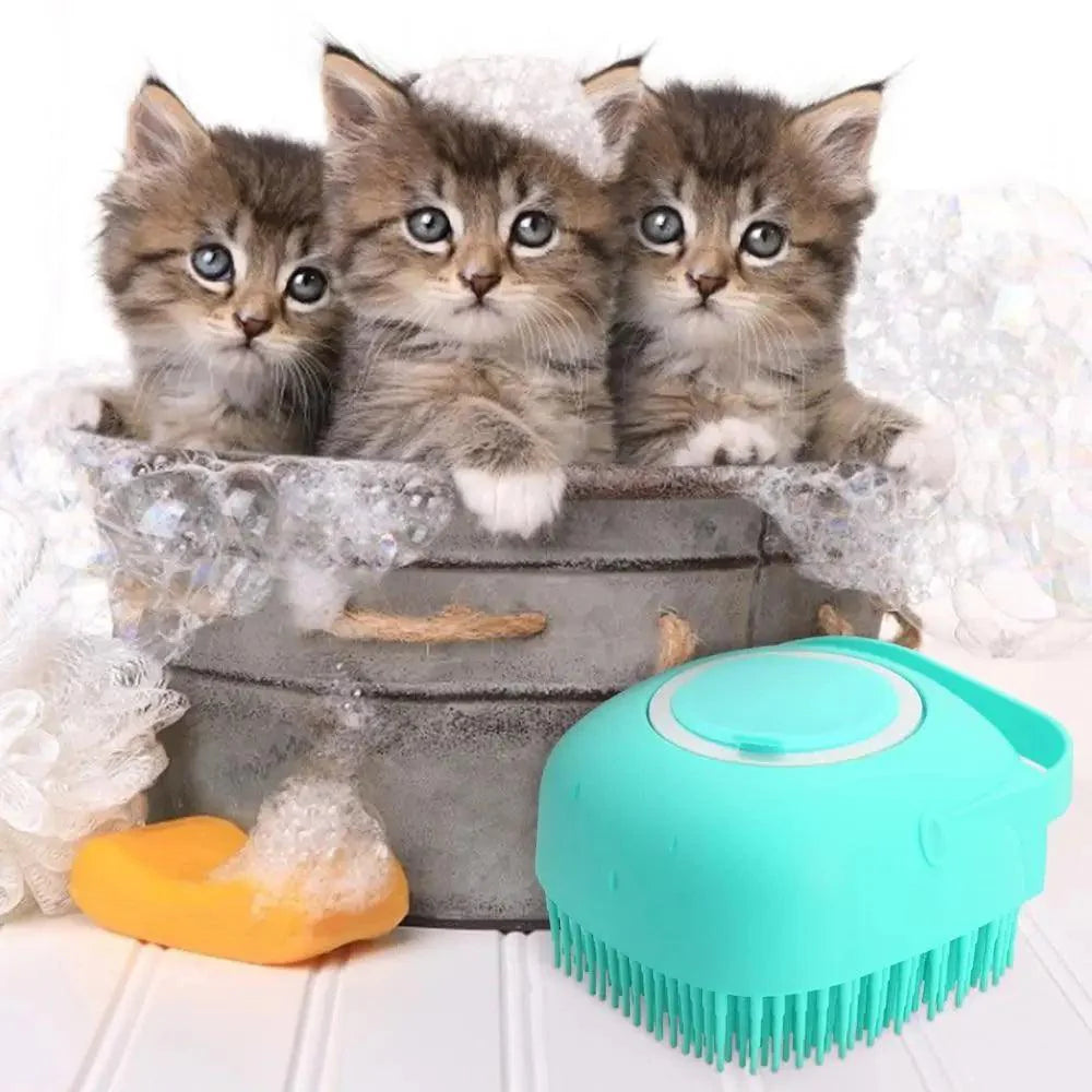 Pet Silicone Shampoo Bath Brush Massage Rubber Comb Colorful Massager For Dogs