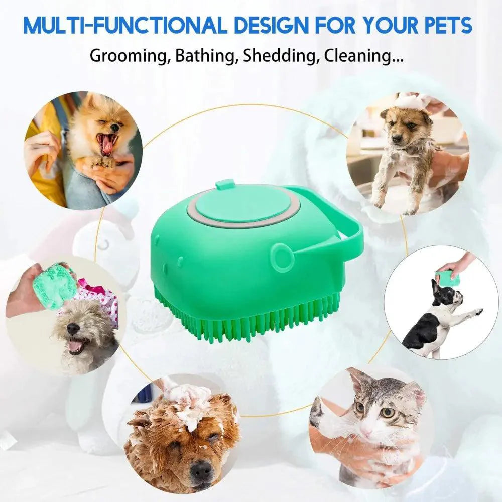 Pet Silicone Shampoo Bath Brush Massage Rubber Comb Colorful Massager For Dogs