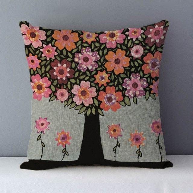 Plants Life Trees Printed Cozy Cushion For Couch Seat 45x45CM