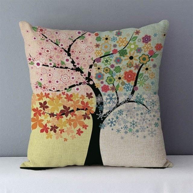 Plants Life Trees Printed Cozy Cushion For Couch Seat 45x45CM