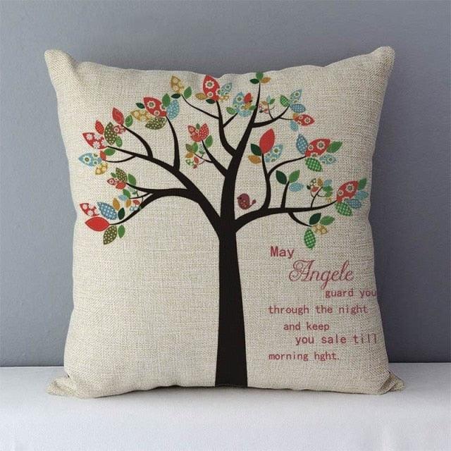 Plants Life Trees Printed Cozy Cushion For Couch Seat 45x45CM