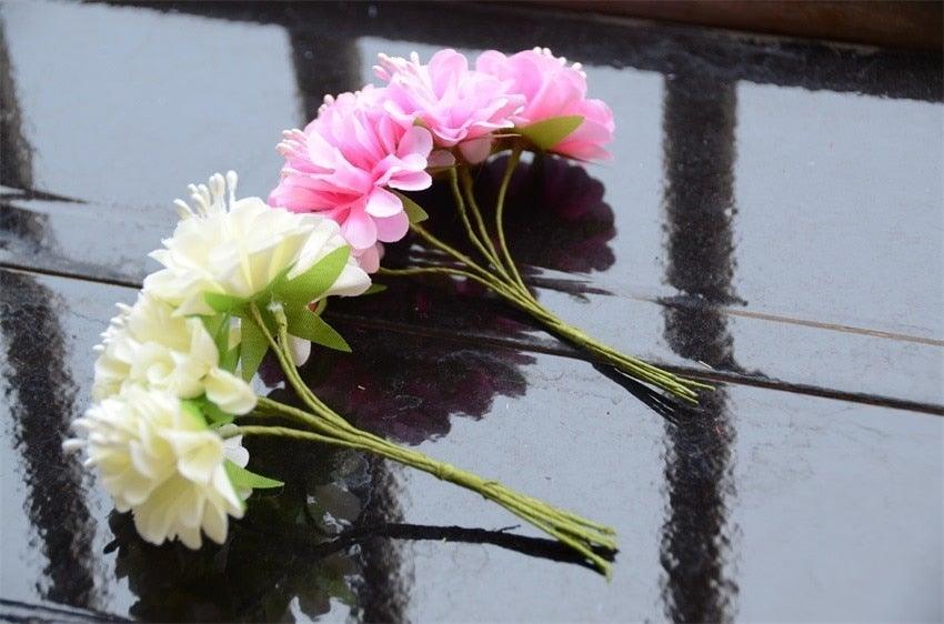 6pcs Silk Stamen Artificial Flower Bouquet Wedding Handmade Wreath Scrapbooking Craft