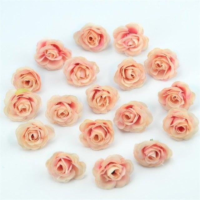 10/50/100pcs 2.5cm Mini Artificial Silk Flower Rose Heads For Crafts Wedding Home Decor
