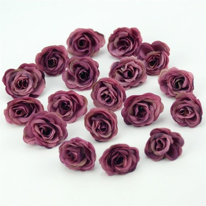 10/50/100pcs 2.5cm Mini Artificial Silk Flower Rose Heads For Crafts Wedding Home Decor