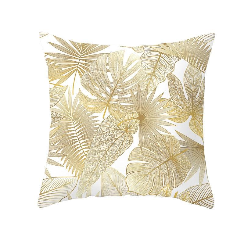 Tropical Leaf Flower Green Yellow Pillowcase Decorative Throw Pillow Case