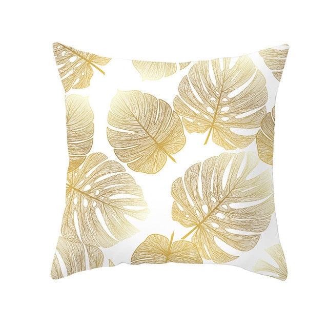 Tropical Leaf Flower Green Yellow Pillowcase Decorative Throw Pillow Case