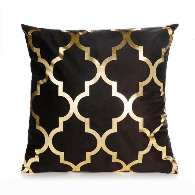 Black Gold Pillow Geometric Cushion Pillow Case  45x45CM