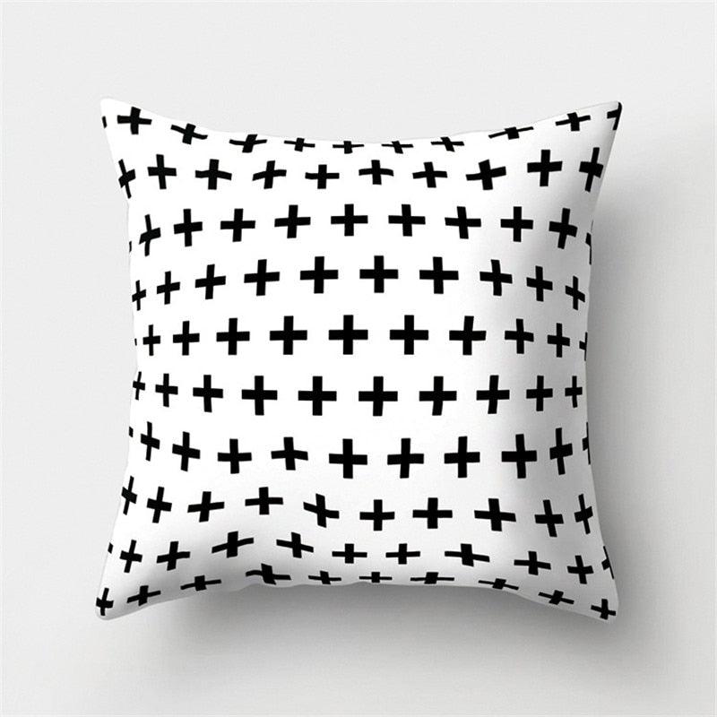 Black White Geometric Cushion Cover Pillowcase 45x45CM