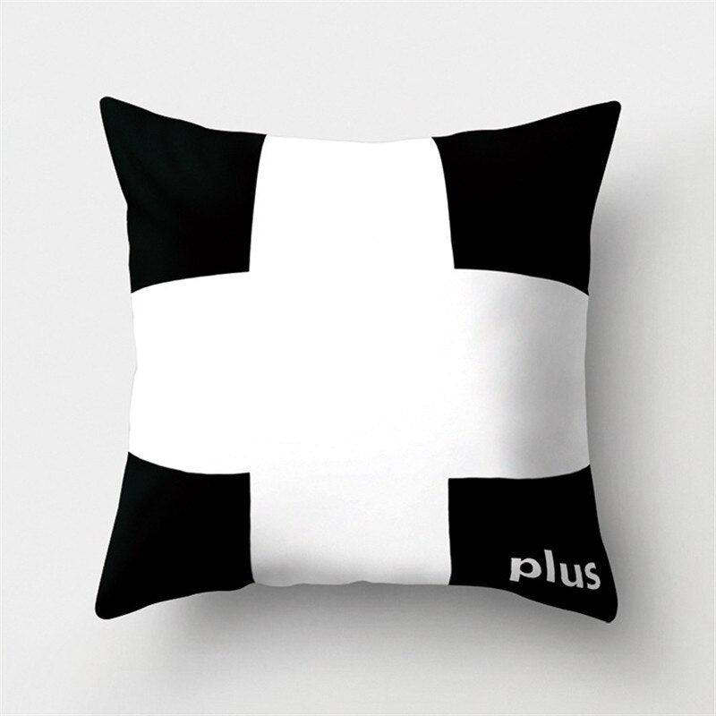 Black White Geometric Cushion Cover Pillowcase 45x45CM