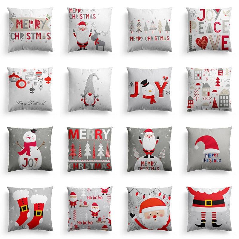 Christmas Square Cushion Cover Vintage Santa Claus Snowman Pillow Covers 45x45cm