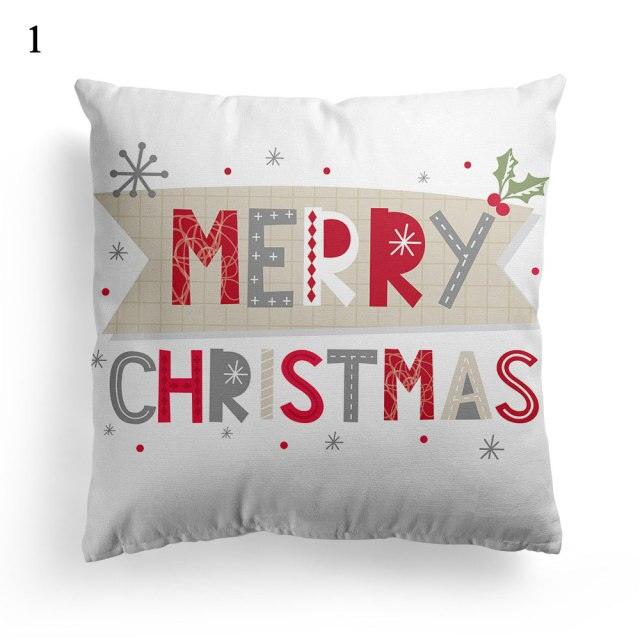 Christmas Square Cushion Cover Vintage Santa Claus Snowman Pillow Covers 45x45cm