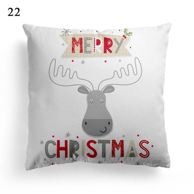Christmas Square Cushion Cover Vintage Santa Claus Snowman Pillow Covers 45x45cm