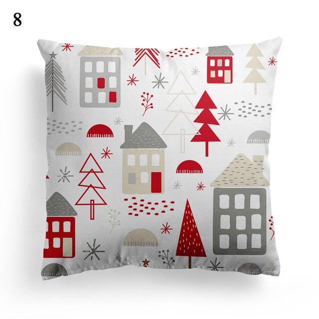 Christmas Square Cushion Cover Vintage Santa Claus Snowman Pillow Covers 45x45cm