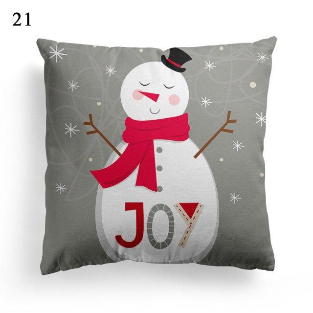 Christmas Square Cushion Cover Vintage Santa Claus Snowman Pillow Covers 45x45cm