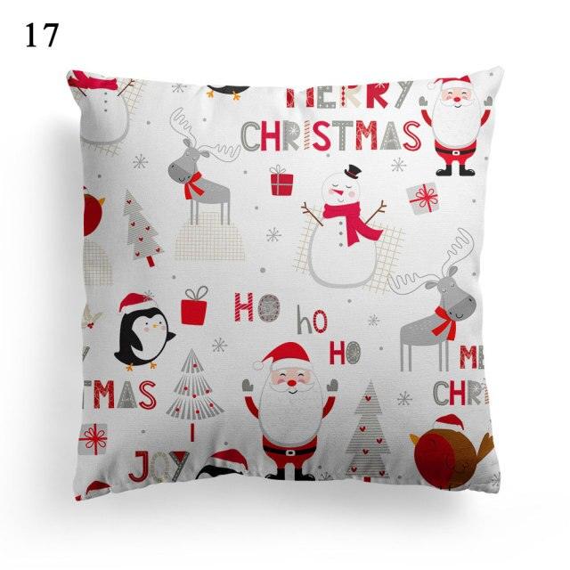 Christmas Square Cushion Cover Vintage Santa Claus Snowman Pillow Covers 45x45cm