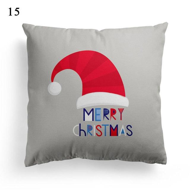 Christmas Square Cushion Cover Vintage Santa Claus Snowman Pillow Covers 45x45cm