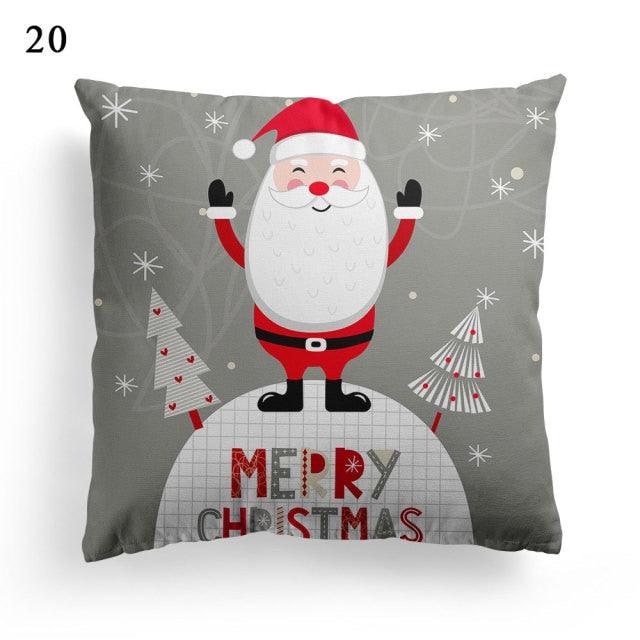 Christmas Square Cushion Cover Vintage Santa Claus Snowman Pillow Covers 45x45cm