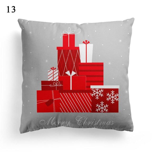 Christmas Square Cushion Cover Vintage Santa Claus Snowman Pillow Covers 45x45cm