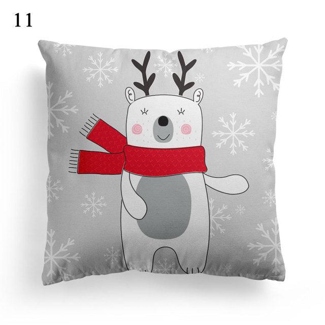 Christmas Square Cushion Cover Vintage Santa Claus Snowman Pillow Covers 45x45cm