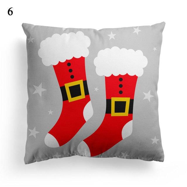 Christmas Square Cushion Cover Vintage Santa Claus Snowman Pillow Covers 45x45cm