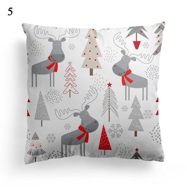 Christmas Square Cushion Cover Vintage Santa Claus Snowman Pillow Covers 45x45cm