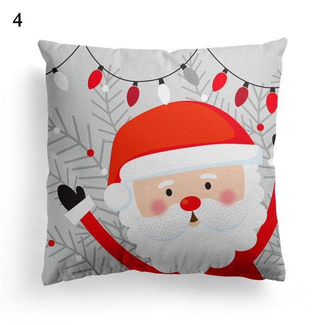 Christmas Square Cushion Cover Vintage Santa Claus Snowman Pillow Covers 45x45cm