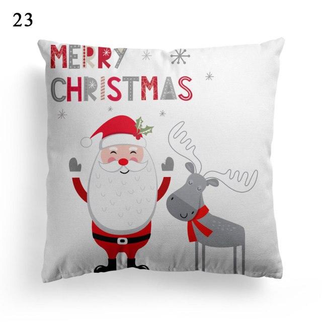 Christmas Square Cushion Cover Vintage Santa Claus Snowman Pillow Covers 45x45cm