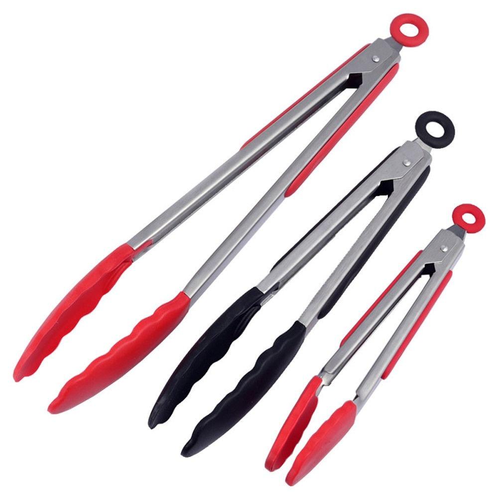 Silicone BBQ Grilling Tong Serving Tong Non-Stick Stainless Steel