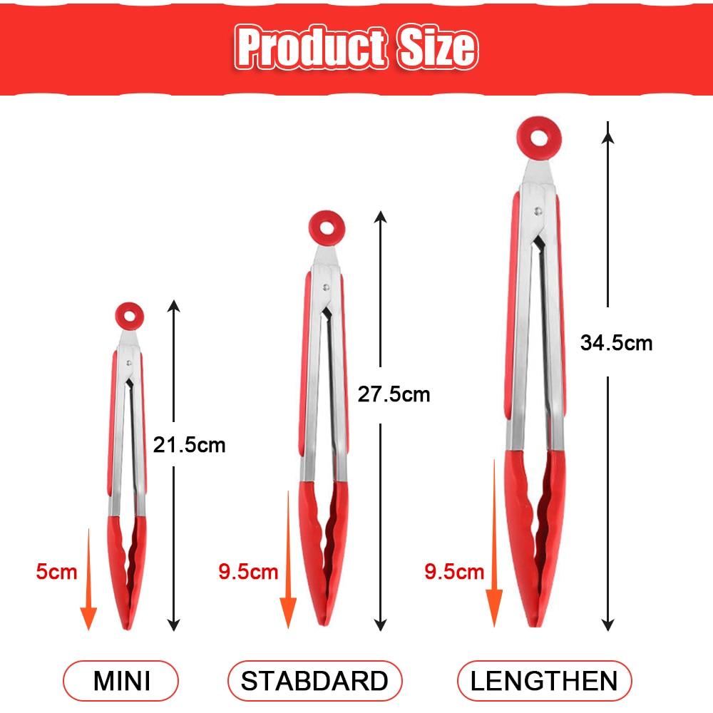 Silicone BBQ Grilling Tong Serving Tong Non-Stick Stainless Steel