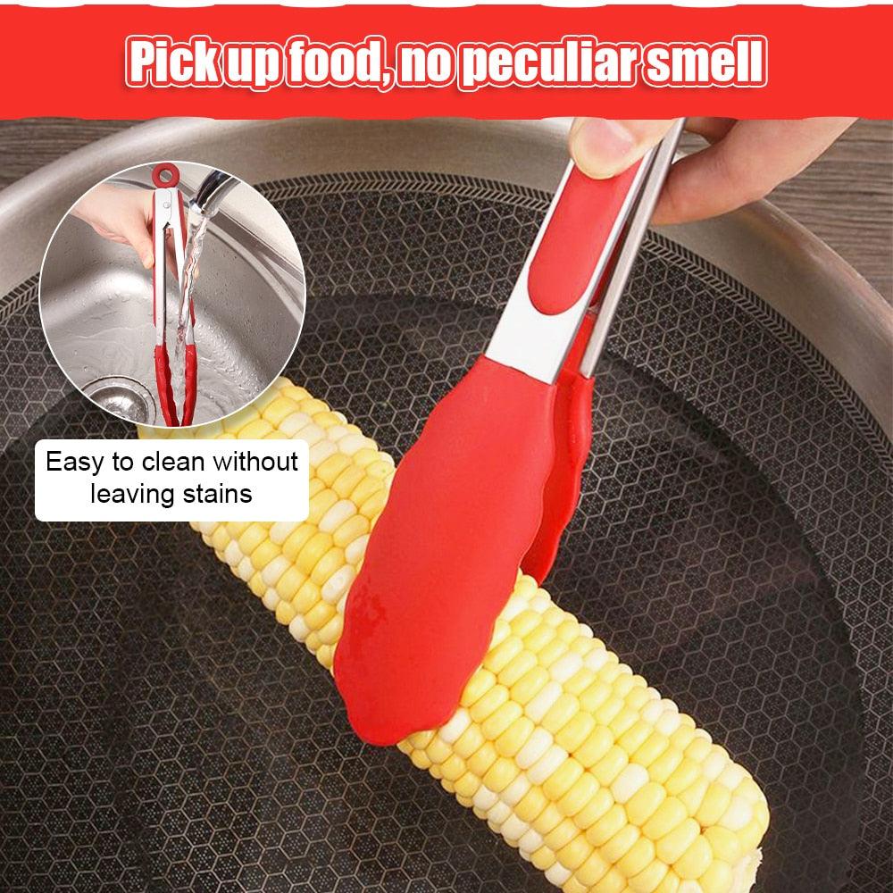 Silicone BBQ Grilling Tong Serving Tong Non-Stick Stainless Steel