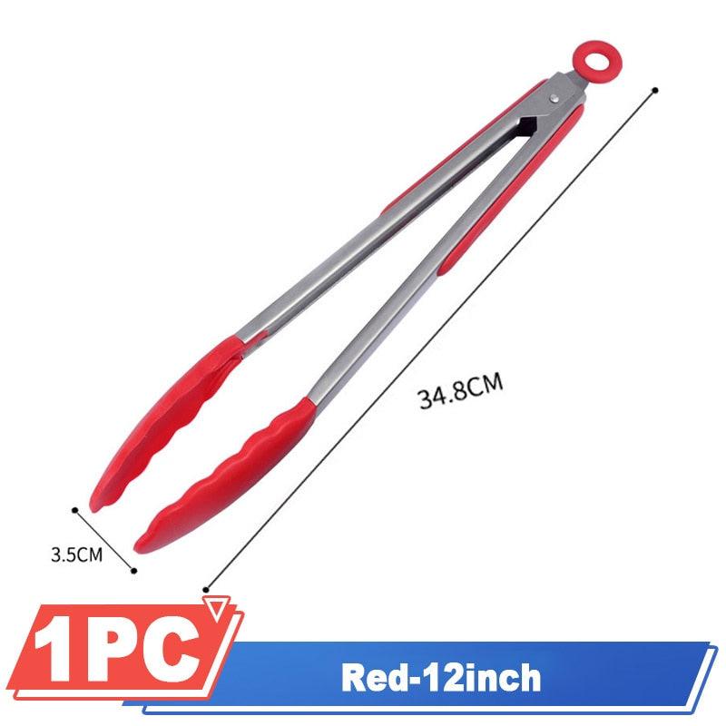 Silicone BBQ Grilling Tong Serving Tong Non-Stick Stainless Steel