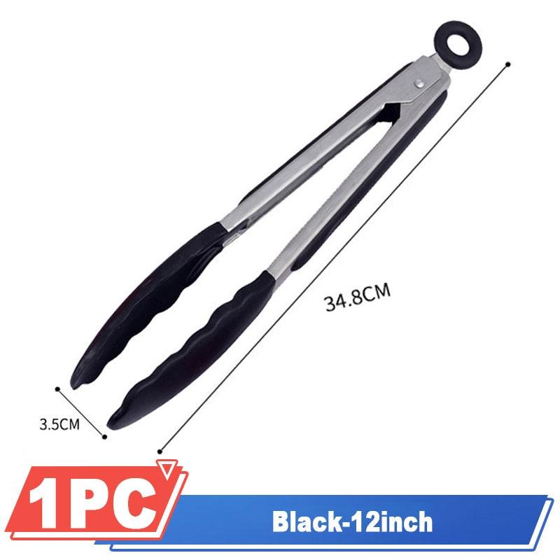Silicone BBQ Grilling Tong Serving Tong Non-Stick Stainless Steel