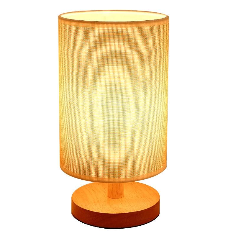 Simple Modern Table Lamp Bedroom Study Bedside Lamp 5V-220v Dimming Solid Wood