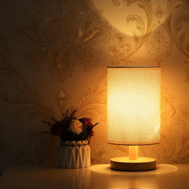 Simple Modern Table Lamp Bedroom Study Bedside Lamp 5V-220v Dimming Solid Wood