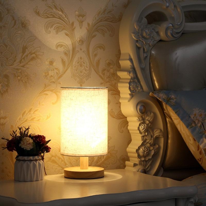 Simple Modern Table Lamp Bedroom Study Bedside Lamp 5V-220v Dimming Solid Wood