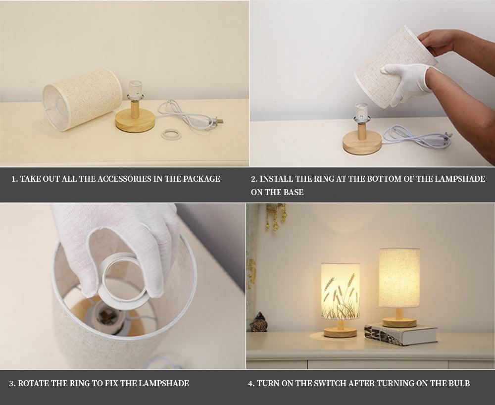 Simple Modern Table Lamp Bedroom Study Bedside Lamp 5V-220v Dimming Solid Wood