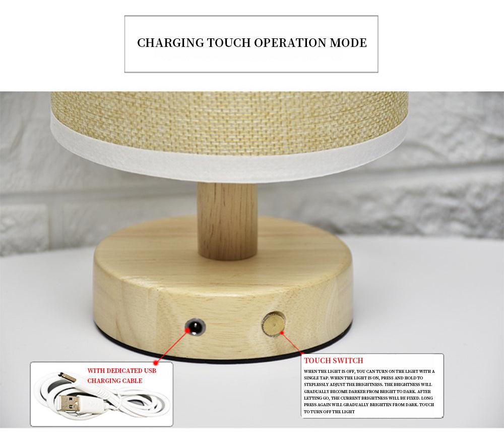 Simple Modern Table Lamp Bedroom Study Bedside Lamp 5V-220v Dimming Solid Wood