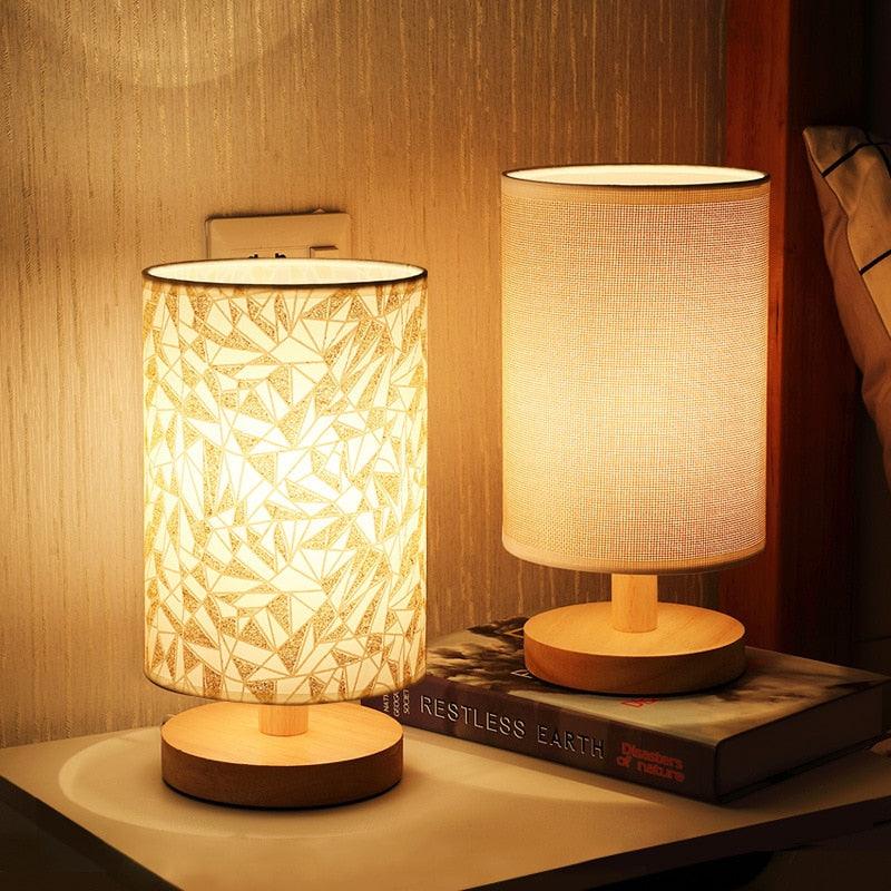 Simple Modern Table Lamp Bedroom Study Bedside Lamp 5V-220v Dimming Solid Wood