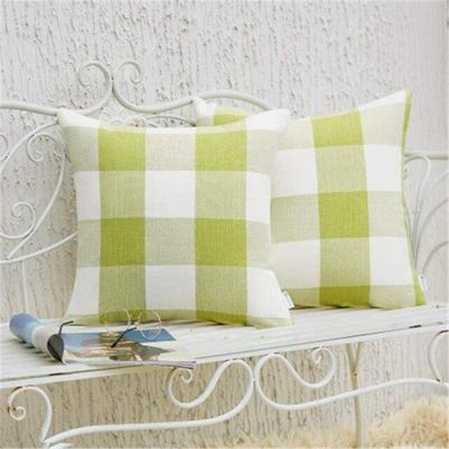 Simple Plaid Linen Pillow Case Invisible Zipper 45x4CM