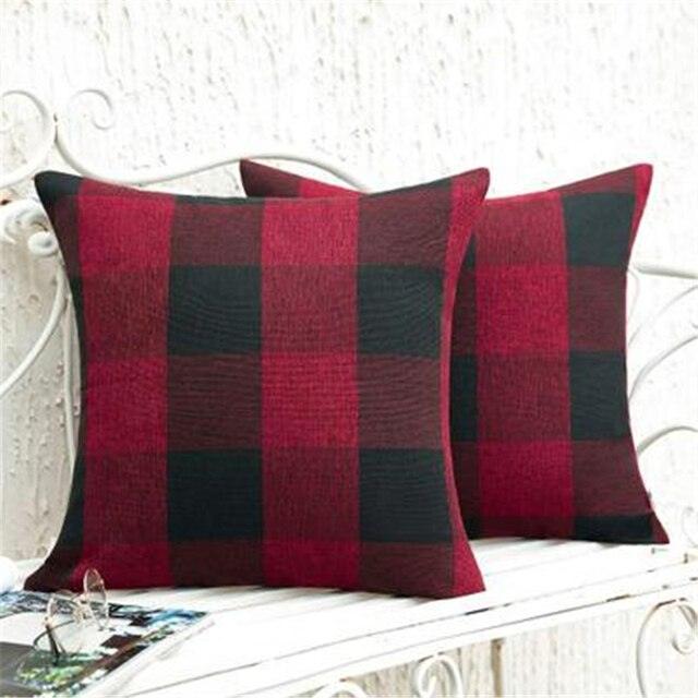 Simple Plaid Linen Pillow Case Invisible Zipper 45x4CM