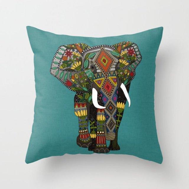 Teal Blue Cushion Cover Polyester Geometric Decorative Throw Pillows Covers 45x45CM